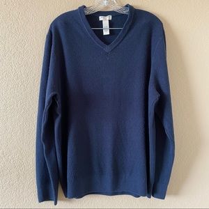 Dockers Mens Long Sleeve Knit Navy V-neck Sweater, Size XL